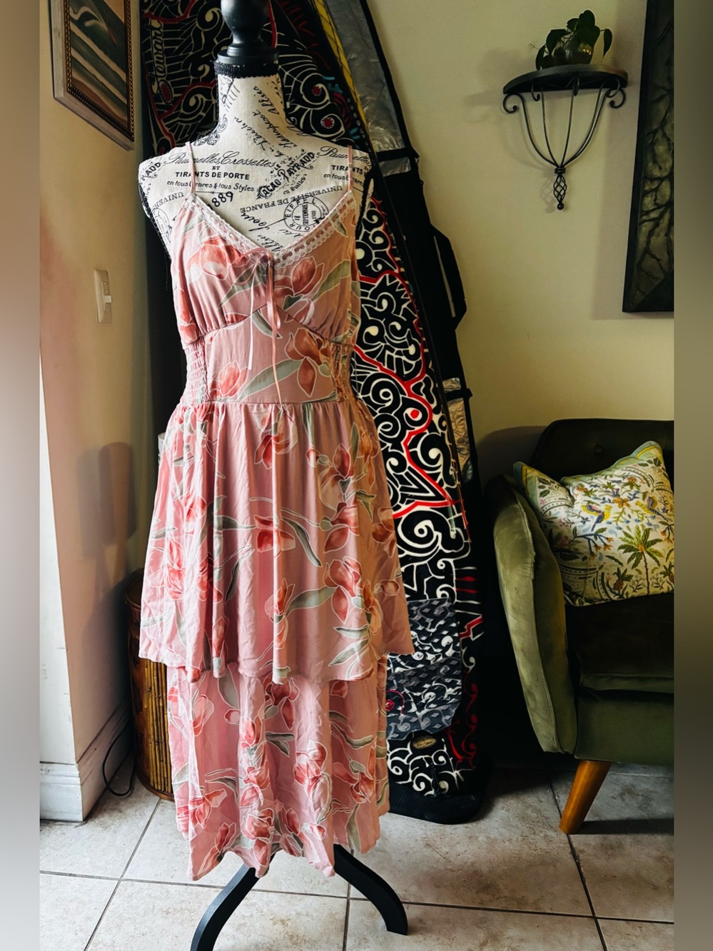 Liberty Love Pink Floral Tiered Maxi Dress